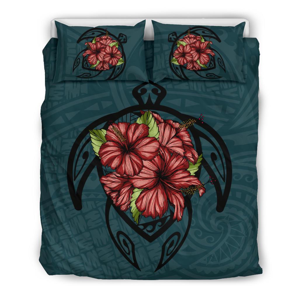 Hawaii Bedding Set - Hawaii Turtle Hibiscus Polynesian Bedding Set Green - Polynesian Pride