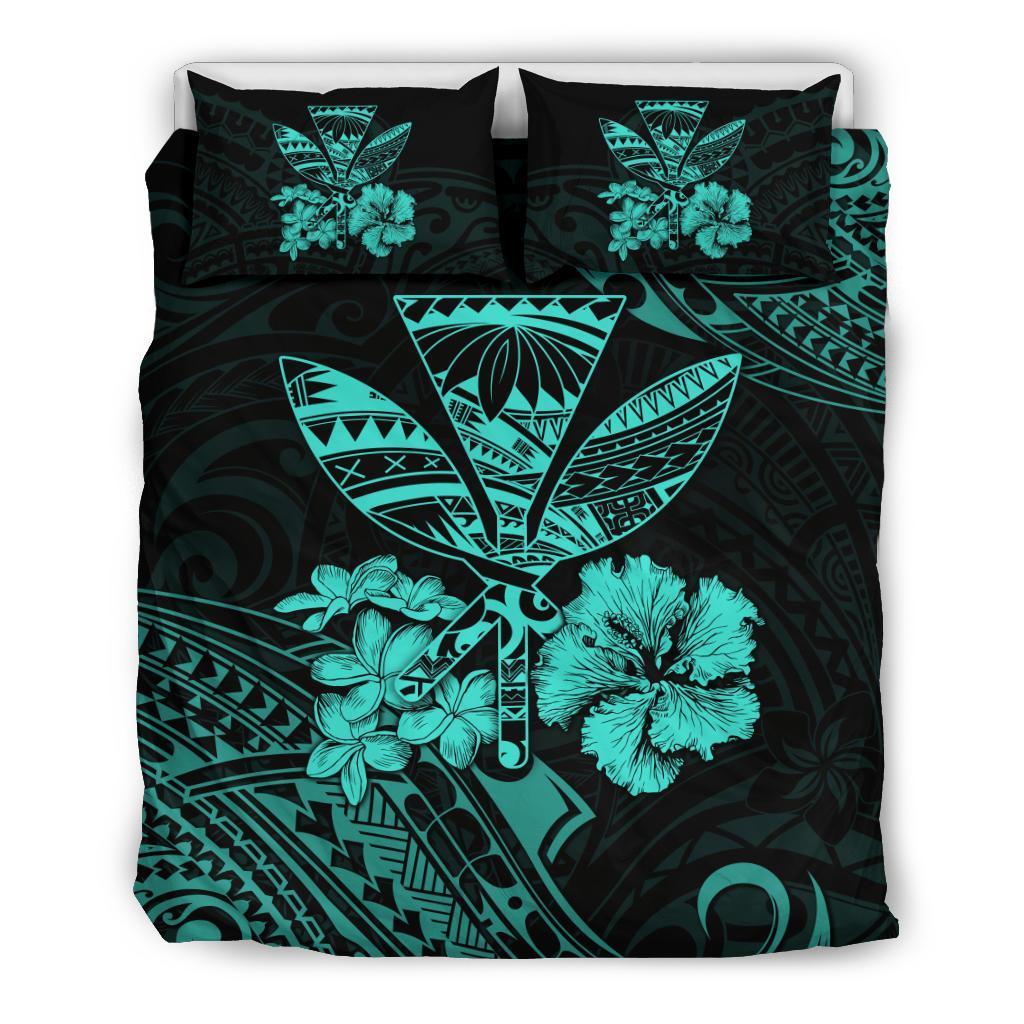 Hawaiian Bedding Set - Kanaka Maoli Polynesian Turquoise Blue - Polynesian Pride