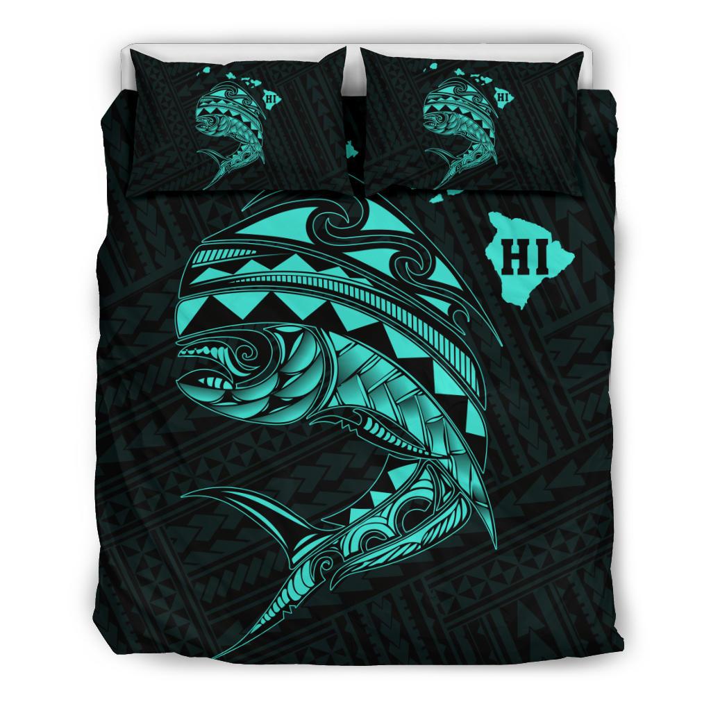 Hawaii Polynesian Mahi - Mahi Common Dolphinfish Bedding Set - Turquoise Turquoise - Polynesian Pride