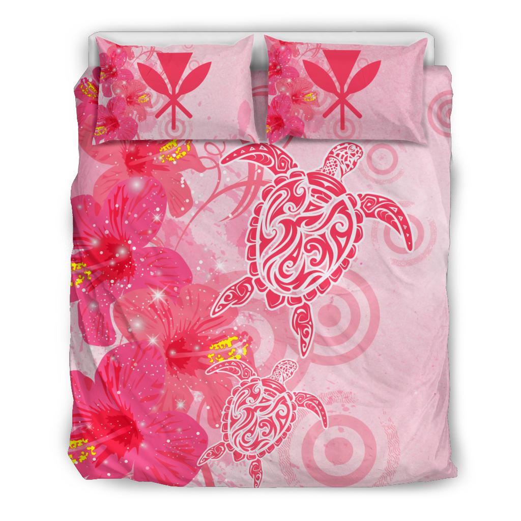 Hawaii Bedding Set - Hawaii Turtle Hibiscus Vintage Pink Bedding Set Pink - Polynesian Pride