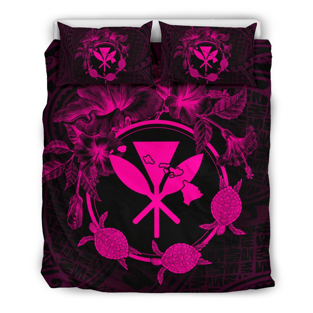 Hawaii Kanaka Turtle Hibiscus Polynesian Bedding Set - Anthea Style Pink Pink - Polynesian Pride