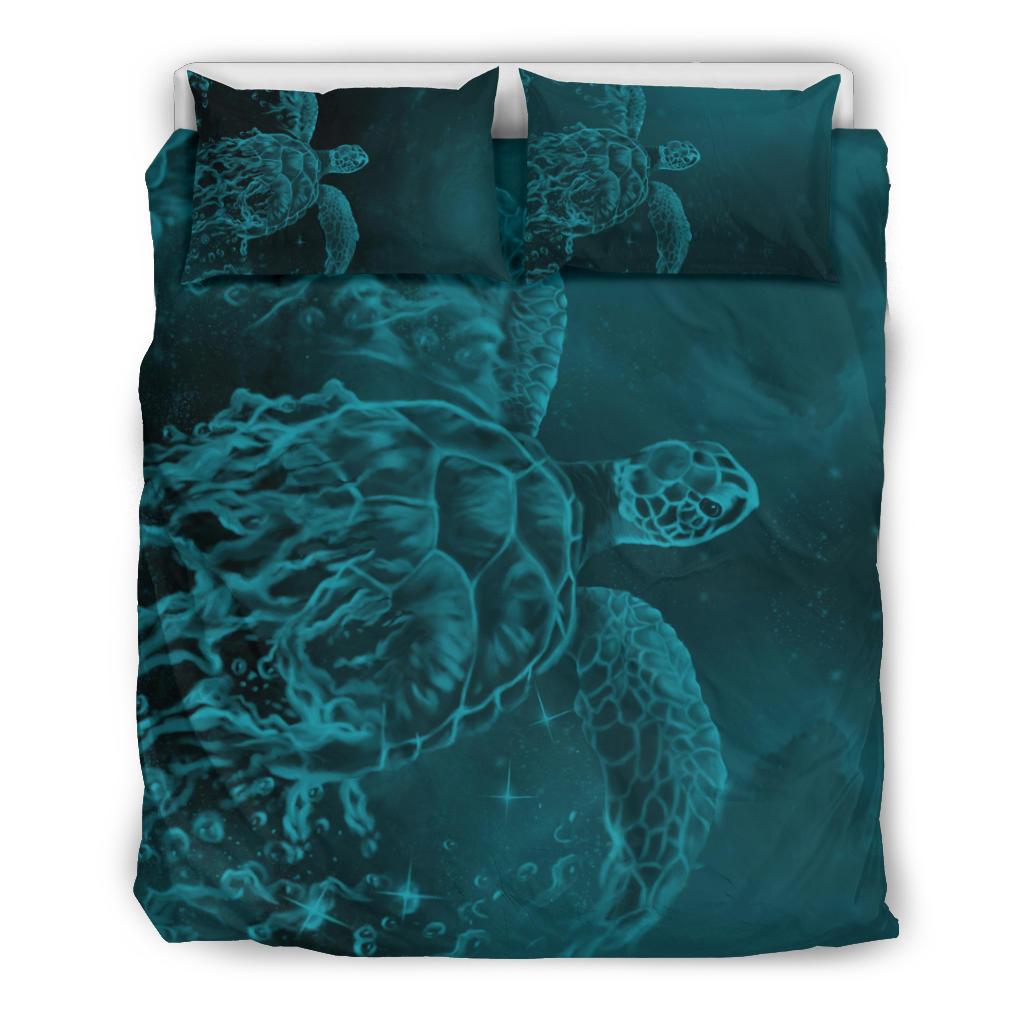 Hawaii Sea Turtle Water Color Travel Galaxy Bedding Set - AH - Blue Blue - Polynesian Pride