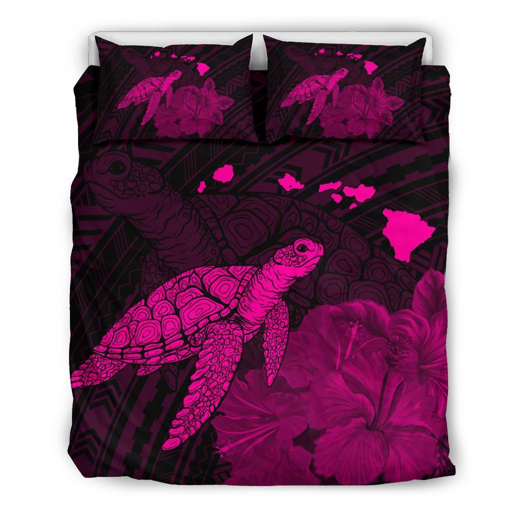 Hawaii Polynesian Hibiscus Turtle Map Bedding Set - AH - Pink Pink - Polynesian Pride