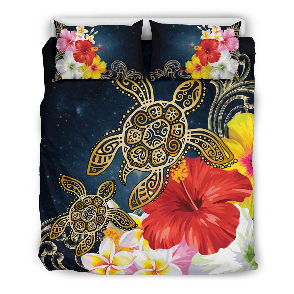 Hawaii Bedding Set - Hawaii Honu Hibiscus Galaxy Bedding Set Galaxy - Polynesian Pride