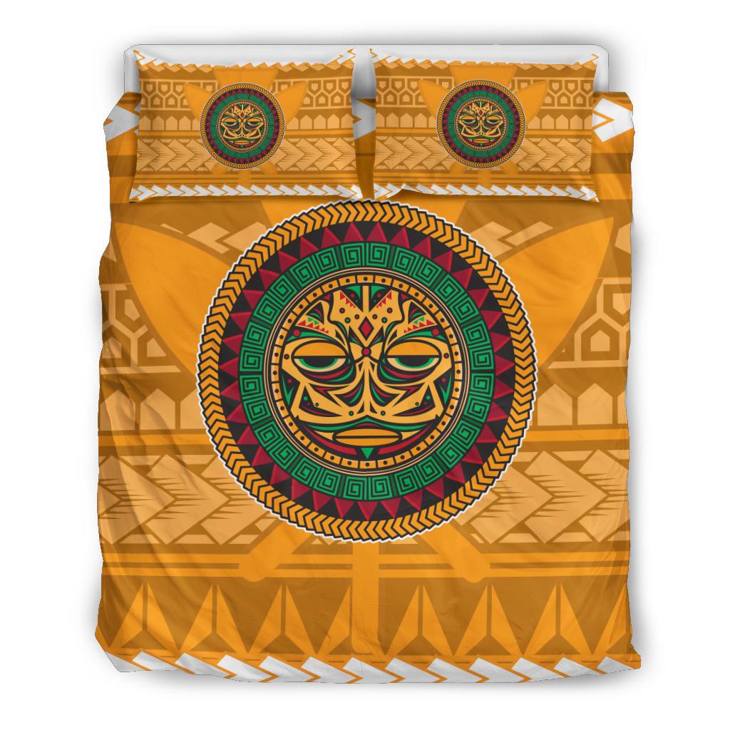 Hawaii Tiki Kanaka Polynesian - Bedding Set AH Orange - Polynesian Pride