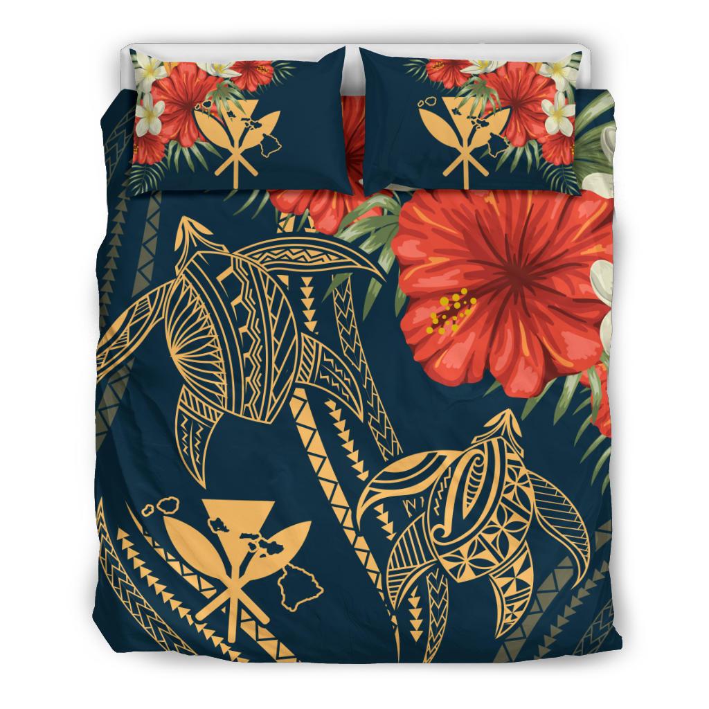 Hawaii Polynesian Turtle Hibiscus Bedding Set - Nolan Style Black - Polynesian Pride