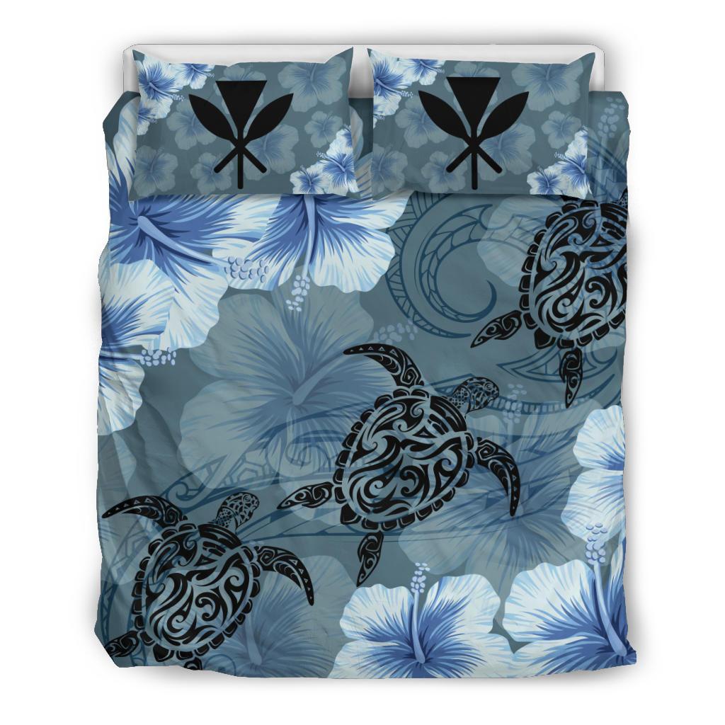 Hawaii Turtle Hibiscus Simple Style - Bedding Set AH Blue - Polynesian Pride