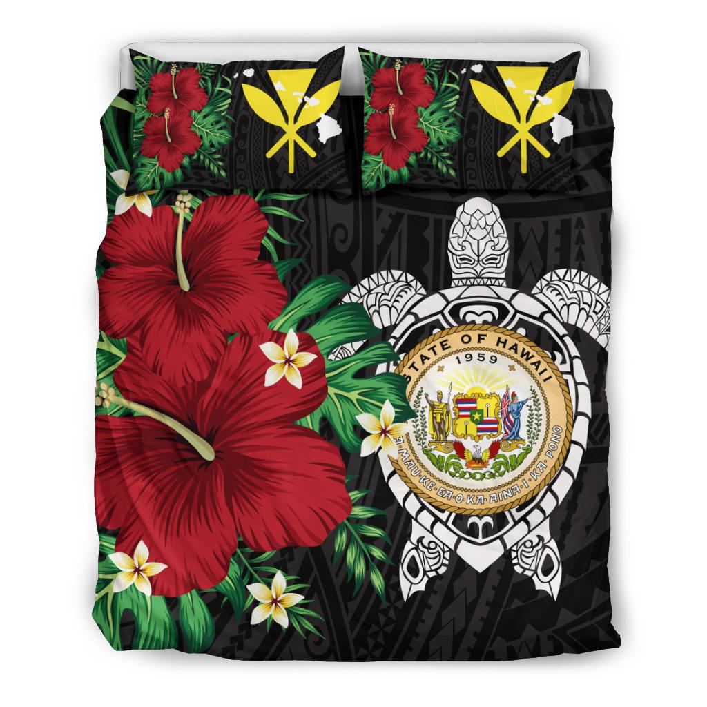 Hawaii Coast of Arm Turtle Hibiscus - Bedding Set AH Black - Polynesian Pride