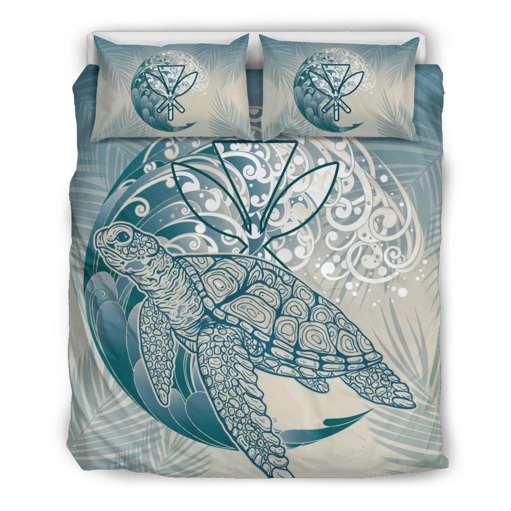 Hawaii Bedding Set - Hawaii Wave Kanaka Turtle Bedding Set Pastel - Polynesian Pride