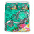 Hawaii Bedding Set - Turtle Plumeria Polynesian Tattoo Turquoise Color - Polynesian Pride