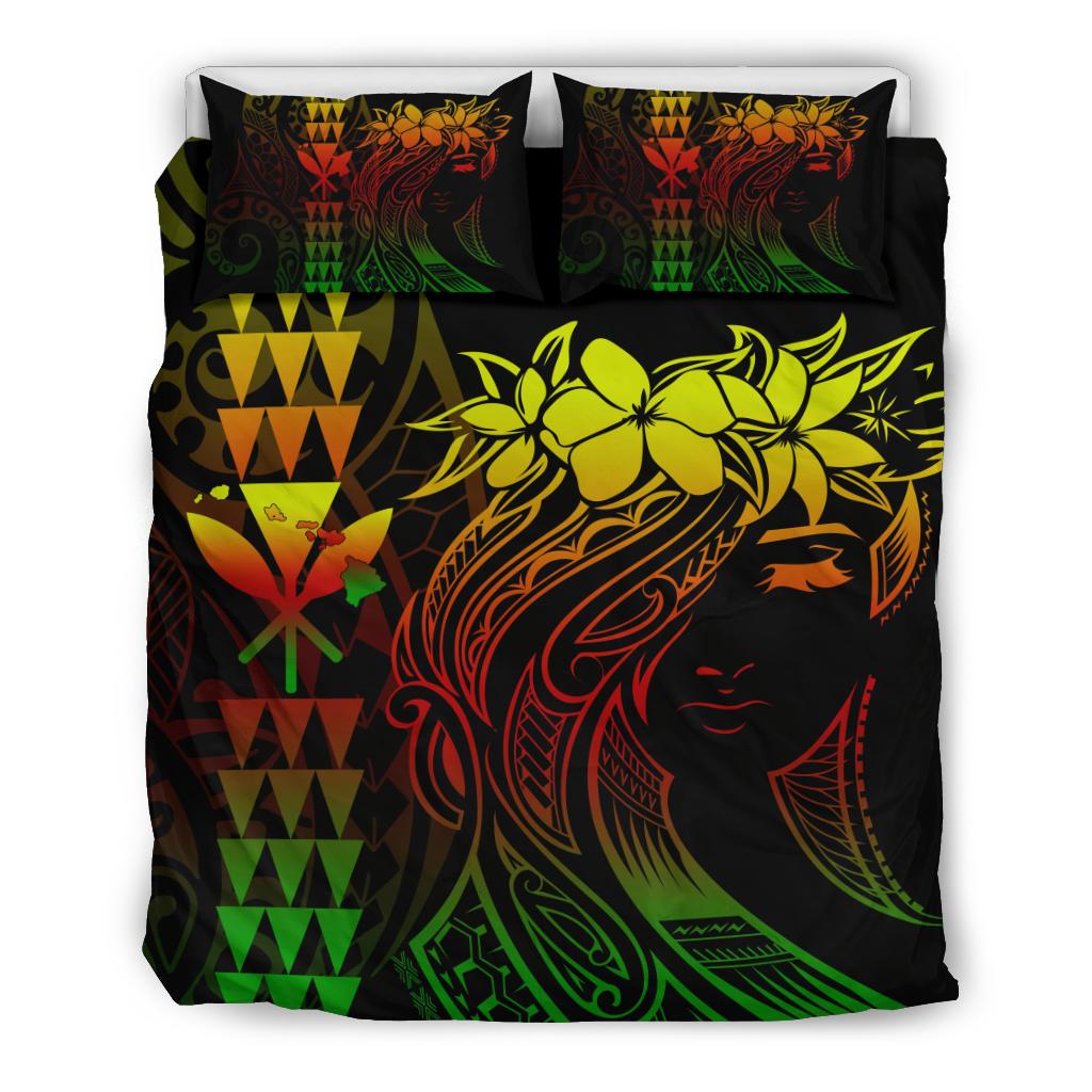 Hawaii Map Kanaka Polynesian Hula Girl Bedding Set - Reggae Reggae - Polynesian Pride