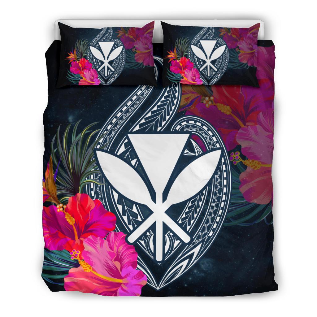 Hawaii Bedding Set - Hawaii Kanaka Polynesian Hibiscus Bedding Set Black - Polynesian Pride