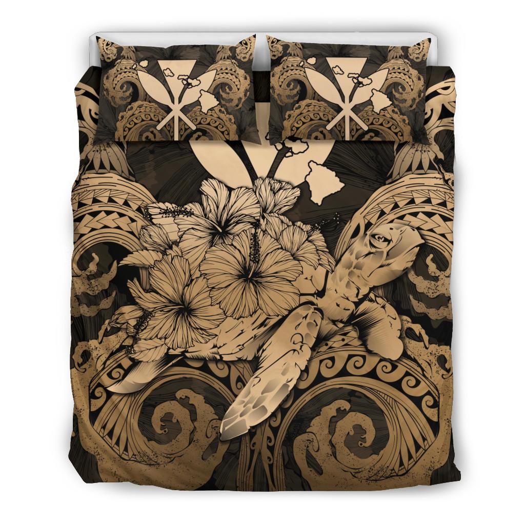 Hawaii Turtle Wave Polynesian Bedding Set - Hey Style Gold Gold - Polynesian Pride