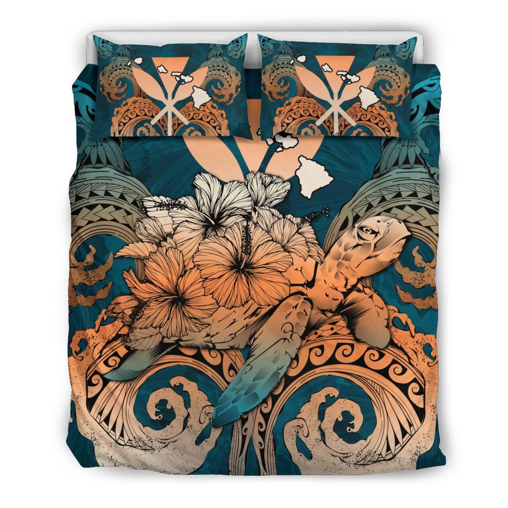 Hawaii Turtle Wave Polynesian Bedding Set - Hey Style Orange Orange - Polynesian Pride