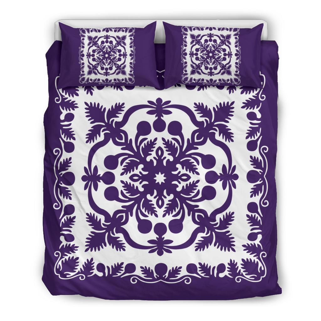 Hawaiian Bedding Set Royal Pattern - Purple And White Purple - Polynesian Pride