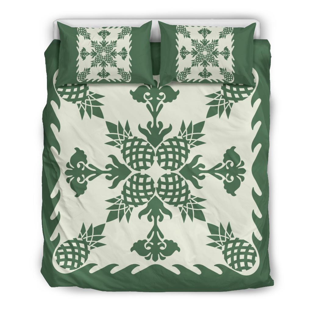 Hawaiian Bedding Set Pineapple Pattern - Green Art - Polynesian Pride