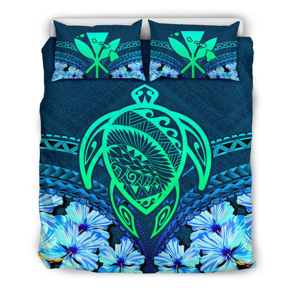 Hawaii Bedding Set - Hawaii Turtle Hibiscus Bedding Set - Choco Style Blue - Polynesian Pride