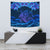 Hawaiian Turtle Hibiscus Polynesian - Tapestry - Lucy Style Wall Tapestry Small 60" x 51" Indigo - Polynesian Pride