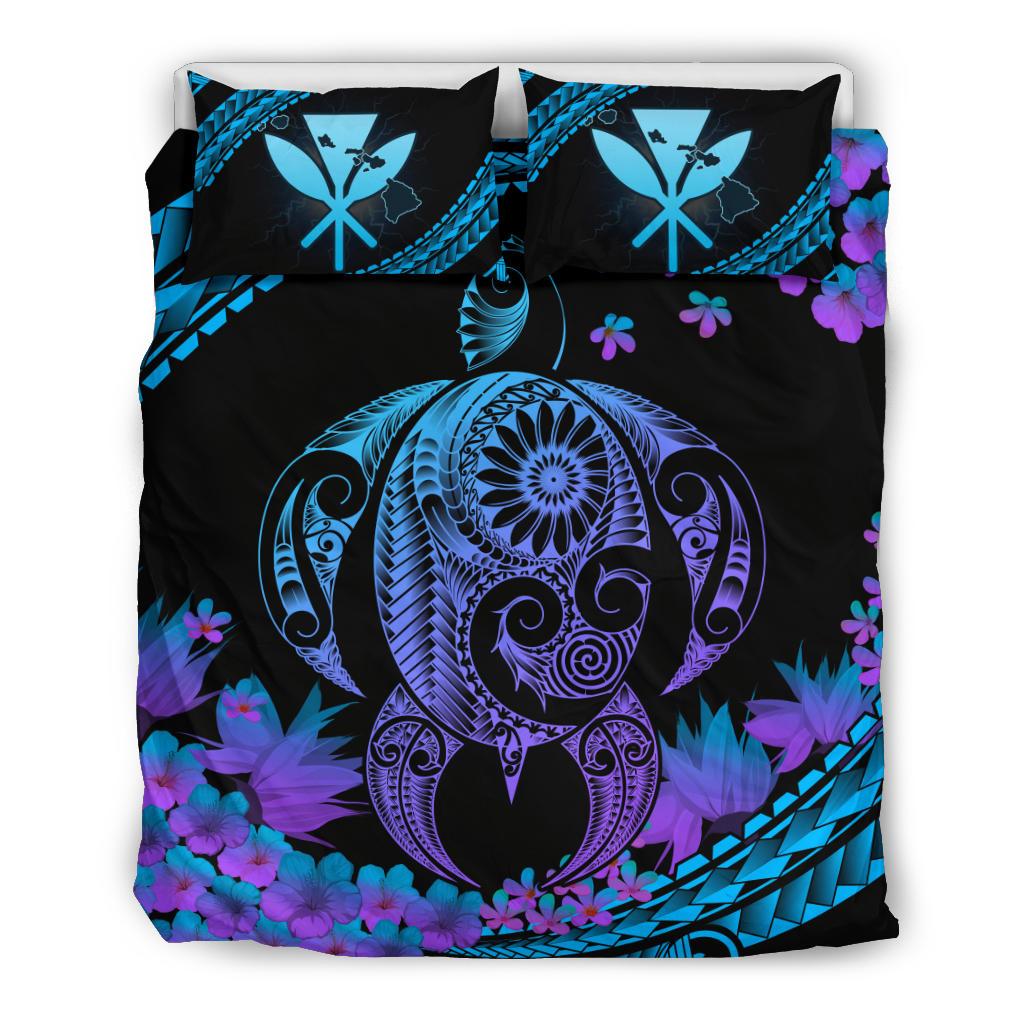 Hawaii Bedding Set - Hawaii Turtle Polynesian Hibiscus Bedding Set - Boot Style Black - Polynesian Pride