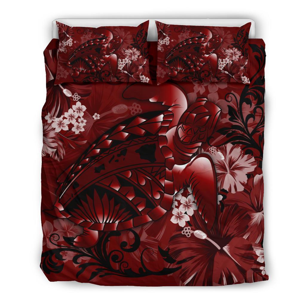 Hawaii Bedding Set - Hawaii Turtle Magenta Bedding Set Red - Polynesian Pride