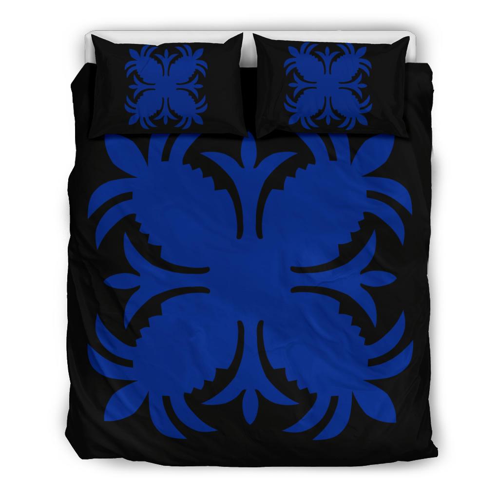 Hawaiian Bedding Set Royal Pattern - Black And Blue - A2 Style Blue - Polynesian Pride