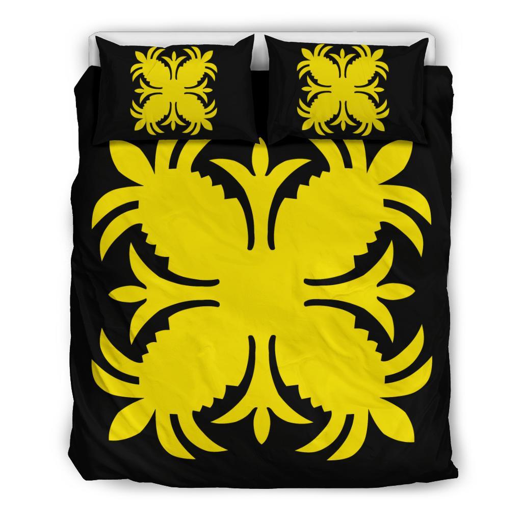 Hawaiian Bedding Set Royal Pattern - Black And Yellow - A2 Style Yellow - Polynesian Pride