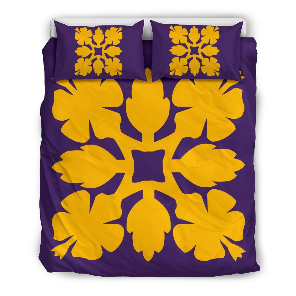 Hawaiian Bedding Set Royal Pattern - Purple And Gold - C1 Style Purple - Polynesian Pride