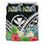 Hawaii Bedding Set - Hawaii Coat of Arms & Polynesian Tropical Flowers White - Polynesian Pride