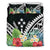 Kosrae Bedding Set - Kosrae Coat of Arms & Polynesian Tropical Flowers White - Polynesian Pride