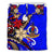 Vanuatu Bedding Set - Tribal Flower With Special Turtles Blue Color - Polynesian Pride