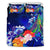 Marshall Islands Bedding Set - Humpback Whale with Tropical Flowers (Blue) - Polynesian Pride