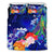 Marshall Islands Custom Personalised Bedding Set - Humpback Whale with Tropical Flowers (Blue) - Polynesian Pride