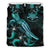 Tuvalu Polynesian Bedding Set - Turtle With Blooming Hibiscus Turquoise - Polynesian Pride