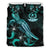 Vanuatu Polynesian Bedding Set - Turtle With Blooming Hibiscus Turquoise - Polynesian Pride