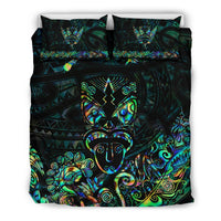 Maori Aotearoa Rugby Haka Bedding Set New Zealand Silver Fern - Paua Shell - Polynesian Pride