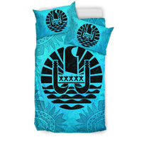 Tahiti Duvet Cover Set - Tahiti Flag Turquoise A0 - Polynesian Pride