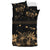 Hawaiian Map Hibiscus Turtle Polynesian Black And Gold Bedding Set - Polynesian Pride