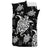 Honu Turtle Hawaiian Duvet Cover Set - Black White Color Style - Polynesian Pride