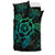 Hawaiian Hibiscus Turtle Wave Polynesian Bedding Set Green - Polynesian Pride