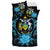 Solomon Island Duvet Cover Set - Solomon Island Coat Of Arms & Blue Hibiscus - Polynesian Pride