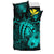 Hawaiian Map Hibiscus Kanaka Polynesian Bedding Set - Harold Turtle - Turquoise - Polynesian Pride