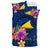 Polynesian Custom Personalised Bedding Set - Tokelau Duvet Cover Set Floral With Seal Blue - Polynesian Pride