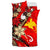 Papua Polynesian Bedding Set - Tribal Flower With Special Turtles Red Color - Polynesian Pride