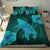 Hawaiian Map Whale Swim Hibiscus Polynesian Bedding Set - Turquoise - Polynesian Pride