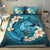 Hawaii Bedding Set, Blue Plumeria Animal Turtle Tattoo - Polynesian Pride