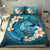 Polynesian Duvet Cover Set - Tokelau Bedding Set Blue Plumeria Animal Tattoo - Polynesian Pride