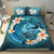 Polynesian Duvet Cover Set - Marshall Islands Bedding Set Blue Plumeria Animal Tattoo - Polynesian Pride