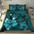 Hawaiian Map Big Turtle Hibiscus Plumeria Tribal Polynesian Bedding Set - Turquoise - Polynesian Pride