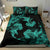 Hawaiian Hammerhead Shark Hibiscus Turquoise Polynesian Bedding Set - Polynesian Pride