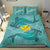 Hawaiian Map Kanaka Hammerhead Shark Polynesian Bedding Set Blue - Polynesian Pride